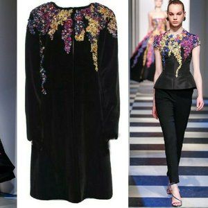 ♧$29.990 OSCAR DE LA RENTA GENUINE BLACK SHARED MINK COAT EXCL BEAD SEQUIN EMB L